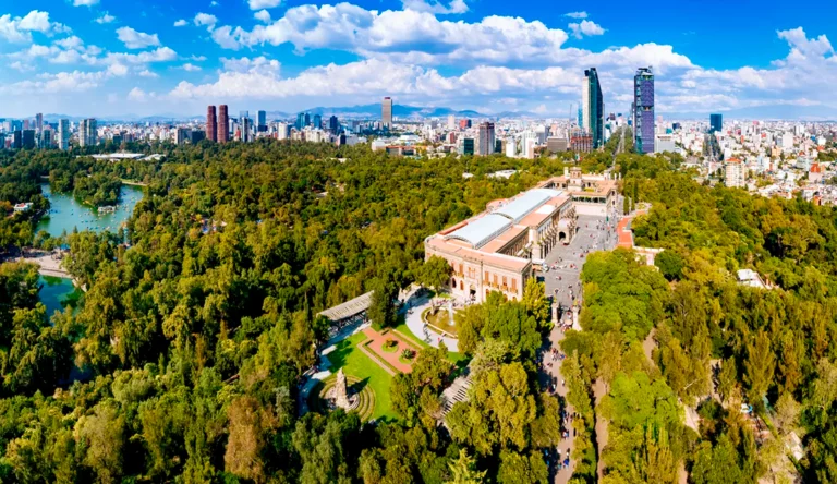 Vista aérea del Bosque de Chapultepec CDMX