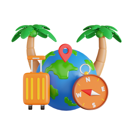 Paisaje con palmeras y viaje